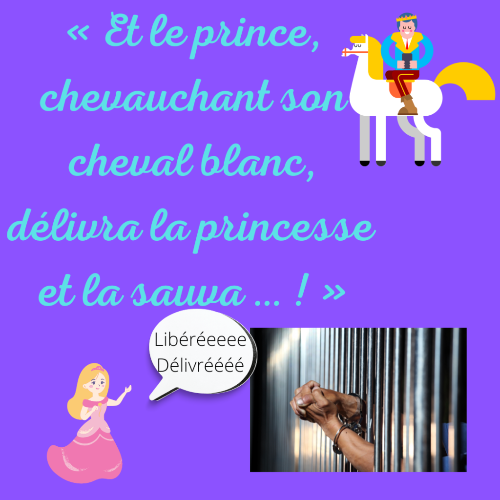 Et le prince, chevauchant son cheval blanc, délivra la princesse et la sauva...!
Libéréeeee Délivréeeee
Comme si quelqu'un allait venir te sauver...
Par la Motivologue