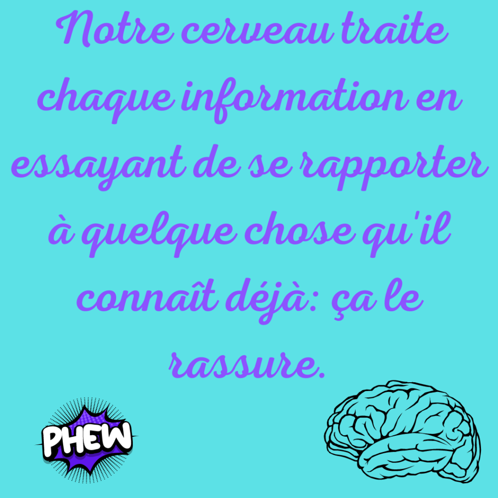 Notre cerveau traite chaque information en essayant de se rapporter à quelque chose qu'il connaît déjà : ça le rassure. 
Donc des catégories.
La Motivologue